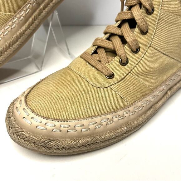 Free People Menorca‎ Lace Up Boots in Tan Canvas, Size 8 NIB - Picture 3 of 10